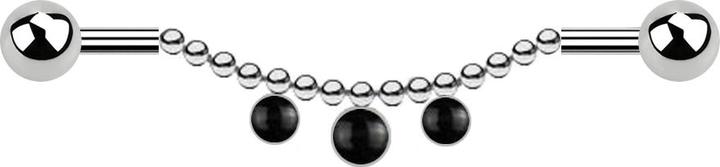 Immagine prodotto Star Piercing Barbagianni in argento con catena a due sfere e tre pietre di onice (Mnerale, senza ottone, Acciaio chirurgico 316L)