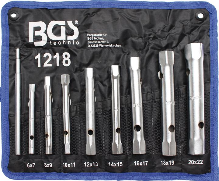 BGS Rohrsteckschlüssel-Satz SW 6 x 7 - 20 x 22 mm 9-tlg.