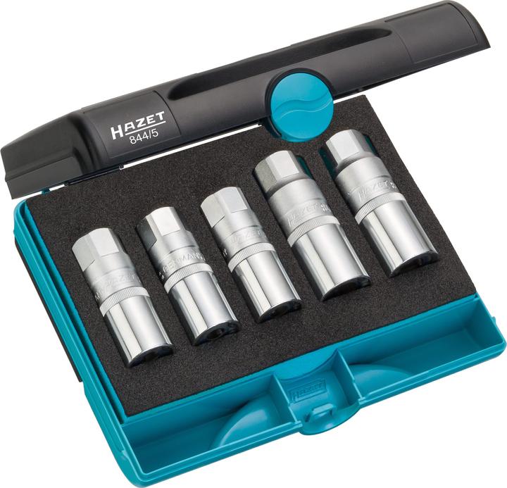 HAZET Stehbolzen Ausdreher Satz 844/5 ∙ Vierkant12,5 mm (1/2 Zoll) ∙ Anzahl Werkzeuge: 5