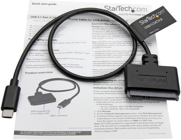 Actual product image StarTech USB-C to SATA adapter