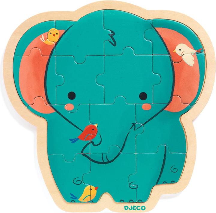 Image du produit Djeco Puzzle éducatif en bois - Eléphant (14 pièces) (14 pièces)