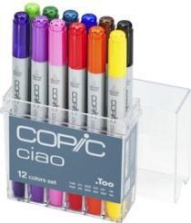 Copic Ciao 12er Set (Forest Green, Burnt umber, Lipstick Red, Violet, Cadmium Orange, Blue Violet, Ultra Marine, Shock pink, Schwarz, Yellow, Yellowish Green, Blue Green, 6 mm, 12 x)