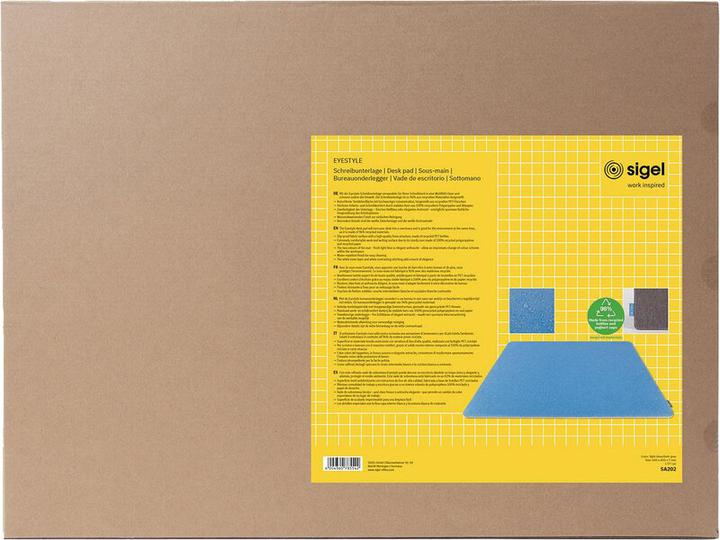 Actual product image Sigel Desk Pad Eyestyle, light blue-dark grey, white middle layer and stitching, recycled PET, recycled PP (600 x 450 mm)