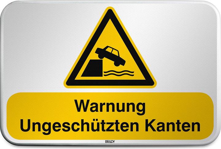 Produktbild Brady W/W051/DE359/RFLBD-600X400-1, ISO Sicherheitsschild - Warnung Ungeschützten Kanten, Aluminiu