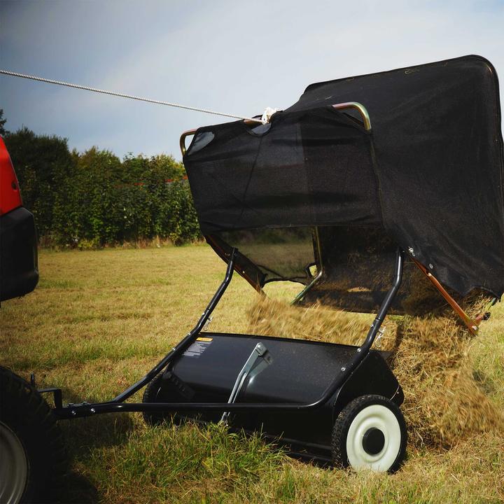 Image du produit Wiltec Balayeuse de pelouse de 118 cm de large Collecteur de feuilles 415l Tondeuse autoportée