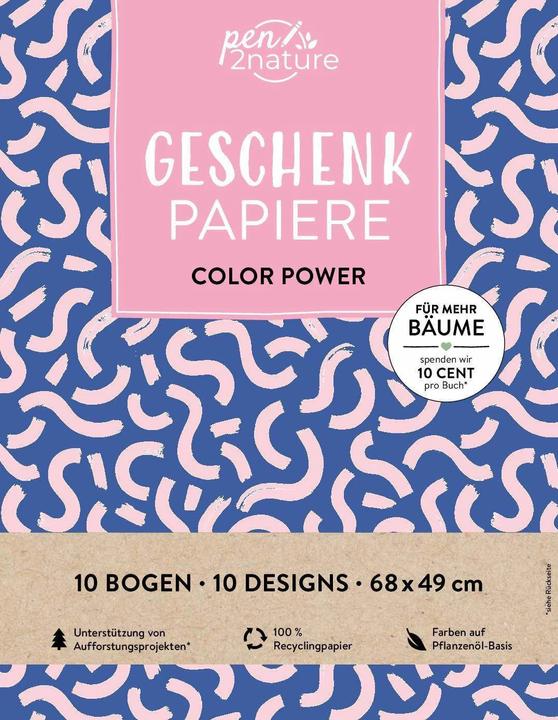 Produktbild Geschenkpapier-Buch Color Power | 100% Recyclingpapier (Geschenktüte, 10 x)