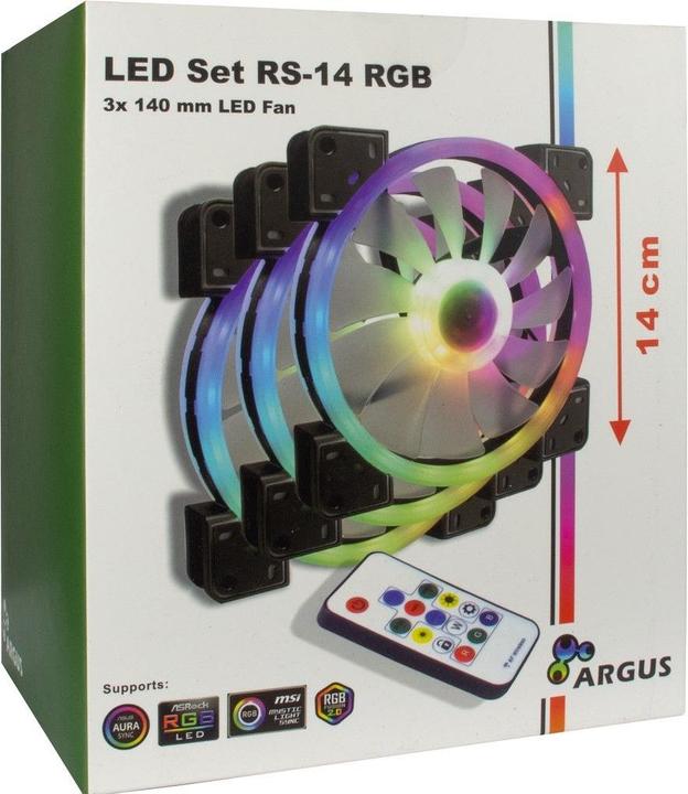 Image du produit Intertech Inter-Tech Argus RGB-Fan Set RS-14 Boîtier d'ordinateur Ventilateur 14 cm noir (140 mm, 1 x)