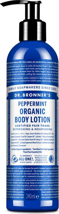 Actual product image Dr. Bronner's Organic Body Lotion Peppermint 240 ml (Body lotion, 240 ml)