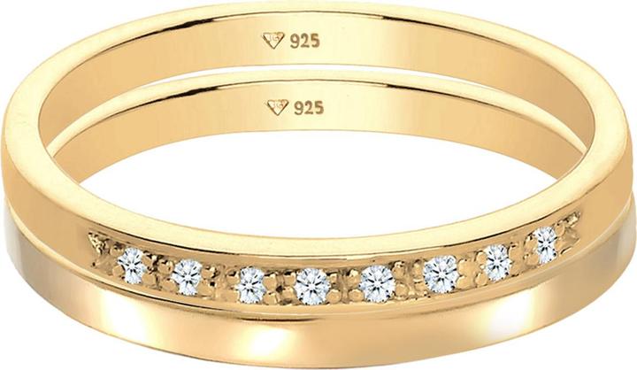 Actual product image Elli DIAMONDS Ring Basic Memoire Diamond (0.04 ct) Set of 2 925 Silver (56, 925 Silver)