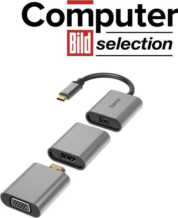 Actual product image Hama USB Video-Adapter (VGA, Mini DP, HDMI, 15 cm)