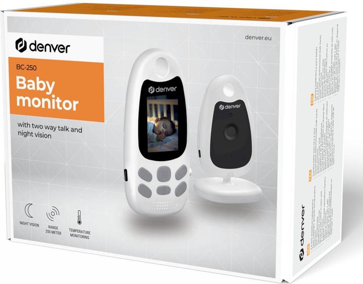 Actual product image Denver BC-250 Babycam mit Monitor 2,4 GHz White Neu (Video & Audio, 250 m)