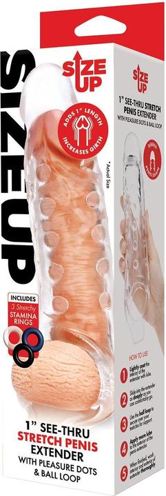 Actual product image Sizeup size up clear view studded penis extender with ball loop