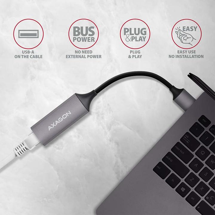 Image du produit Axagon ADE-TR Adaptateur Gigabit Ethernet 10/100/1000 - USB 3.1 type A, gris titane (USB 3.1, RJ45 (1x))
