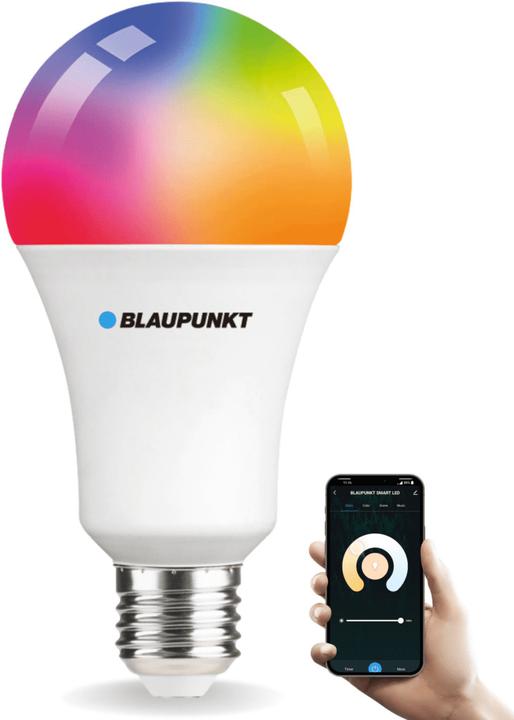 Blaupunkt Smart Glühbirne E27 - WiFi - Dimmbar - Intelligente Lampe - 9W - Google Home - Einzeln (E27, 9 W, 900 lm, 1 x, F)