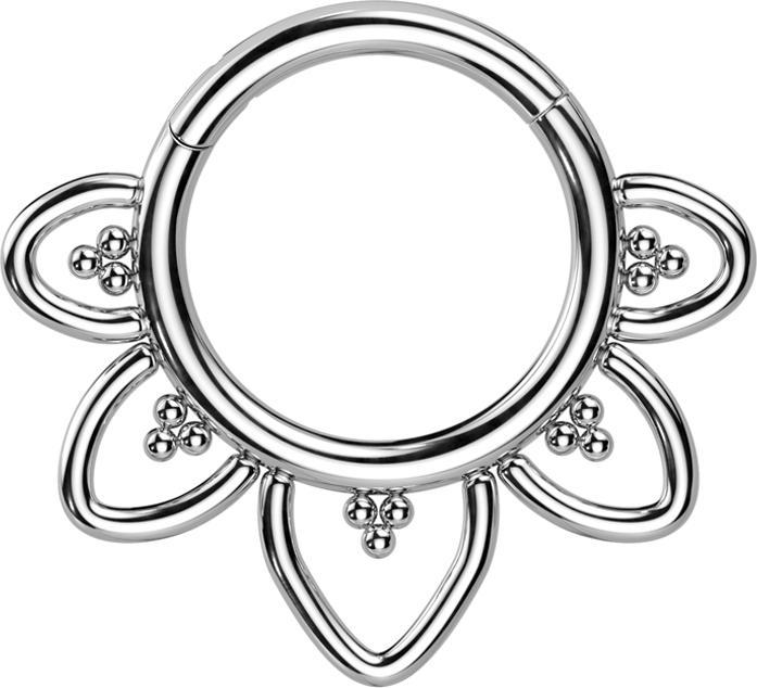 Produktbild Star Piercing Micro Segmentring klappbar silber filigrane Herzen (ohne Messing, Titan G23)