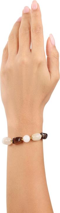 Produktbild S.Oliver Armschmuck für Damen, Edelstahl, Schmuckstein synth., Jade, Achat (21 cm, Edelstahl)