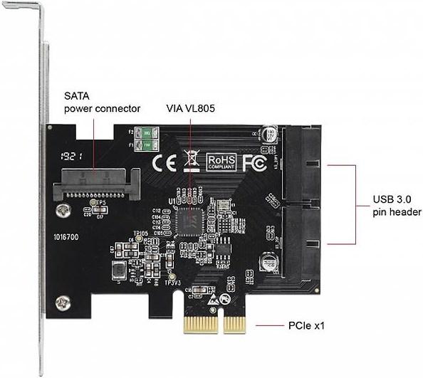 Produktbild Delock PCI-Express-Karte 2x USB 3.0 intern (Pfostenstecker)