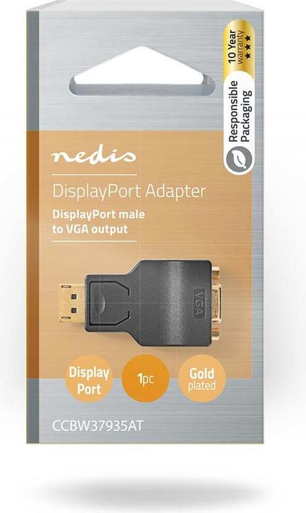 Immagine prodotto Nedis Adattatore DisplayPort - VGA, DisplayPort maschio - VGA femmina, placcato oro, ABS (VGA)