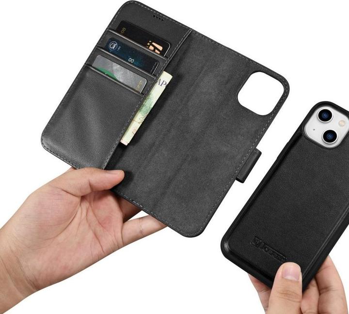Actual product image iCarer wallet case 2 in1 case iPhone 14 leather flip cover antiRFID black (WMI14220725-BK) (Apple iPhone 14)