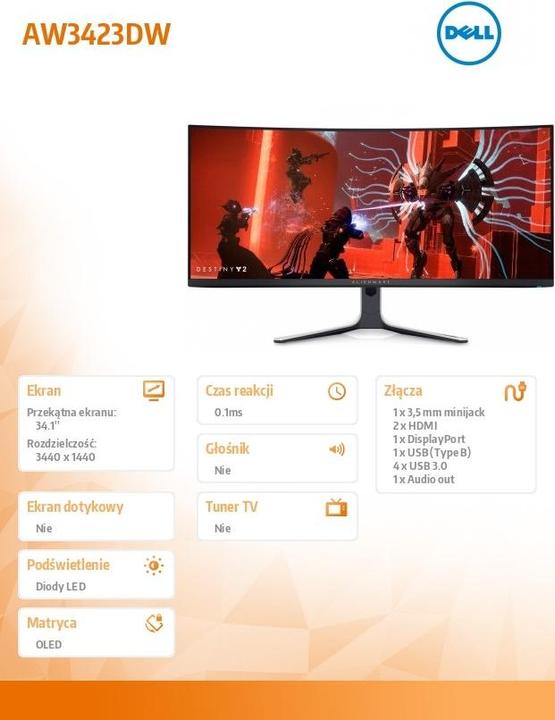 Immagine prodotto Dell Alienware AW3423DW (3440 x 1440 pixel, 34")