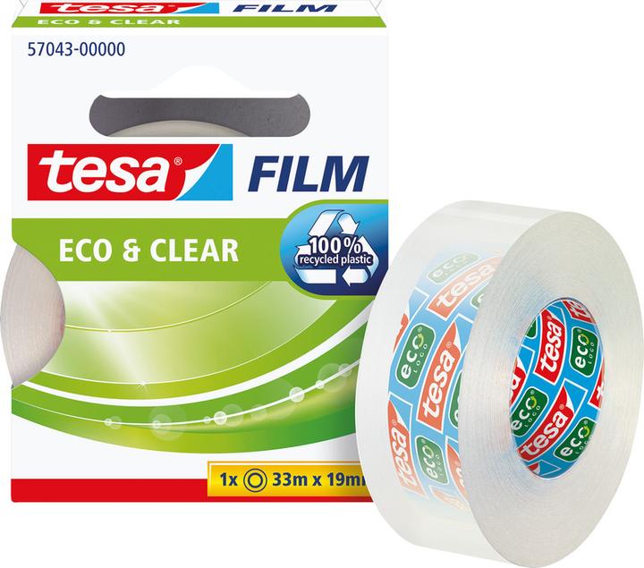 Actual product image tesa 2x tesafilm ECO & CLEAR, solvent-free and ageing-resistant (19 mm)