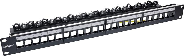 InLine Patch panel 24-way, Keystone blank patch panel, 19", 1U, black RAL9005