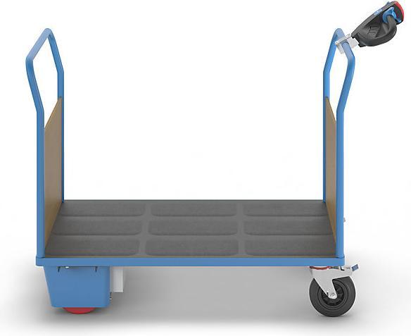 Actual product image eurokraft pro Platform truck with electric drive, 2 MDF end panels, LxWxH 1620 x 800 x 1300 (500 kg)