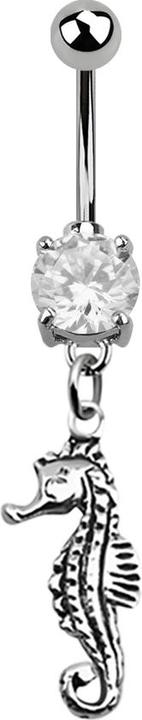 Immagine prodotto Star Piercing Banana in argento con ciondolo a forma di cavalluccio marino in argento (senza ottone, Argento 925, Acciaio chirurgico 316L)