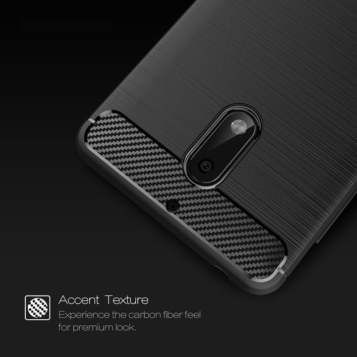 Produktbild König Design Nokia 6 TPU Handy Case Carbon Fiber Optik Brushed Schutz Hülle Rahmen Schwarz (Nokia 6)