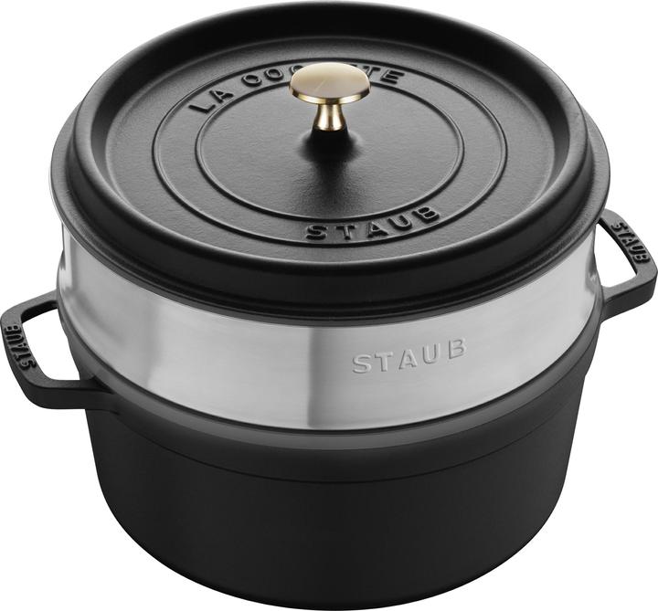 Image du produit Staub Cocotte avec insert vapeur (26 cm, Cocotte + faitout, Fonte, Émail, Acier inoxydable)