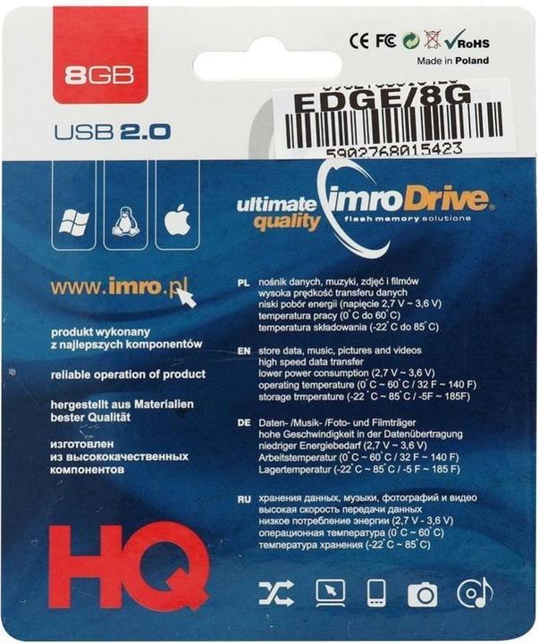Image du produit IMRO Clé USB EDGE/8G USB Type-A 2.0 (8 Go, USB-A)