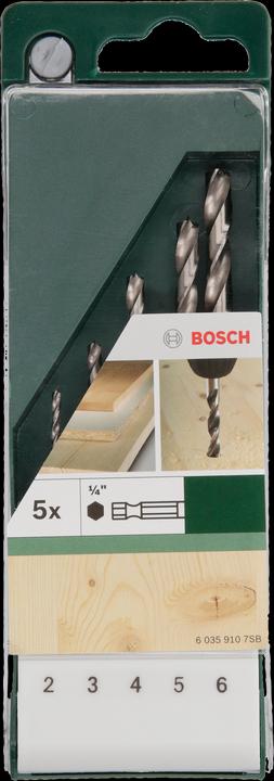 Produktbild Bosch Zubehör 5tlg. Holzbohrer-Set mit Sechskantschaft 2,0 3,0 4,0 5,0 6,0 mm (6 mm, 3 mm, 5 mm, 2 mm, 4 mm)