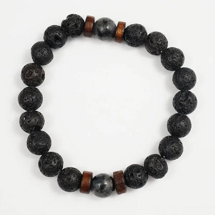 Produktbild Cbx Elastisches Perlen Armband Lava Rock (0.80 cm)