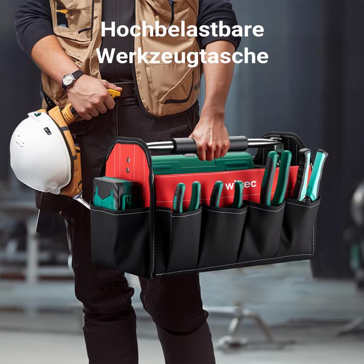 Produktbild Wiltec Werkzeugtasche 41x19x25,5cm Arbeitstasche 14 Fächer Werkzeug Tasche Gurt