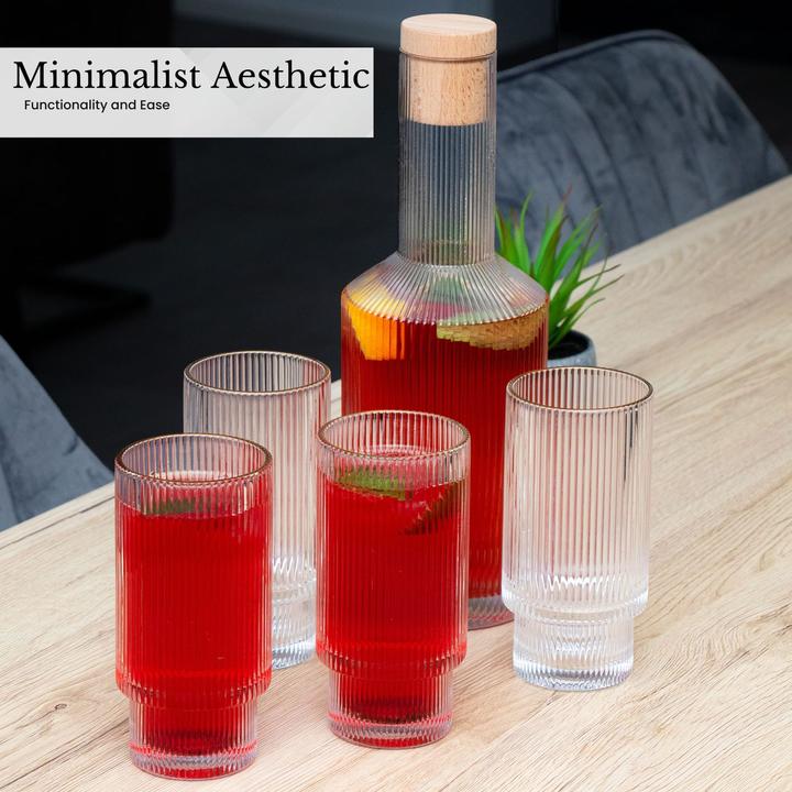 Produktbild Intirilife Glaskaraffen Set mit Korken und 4 Gläsern (1.70 l)