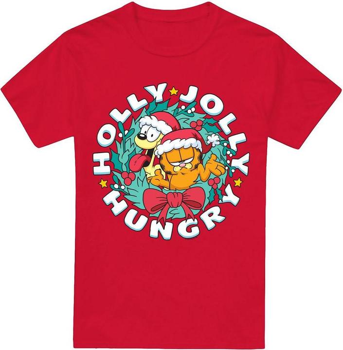 Immagine prodotto Garfield Holly Jolly Hungry Maglietta Natale Odie Uomo (L)