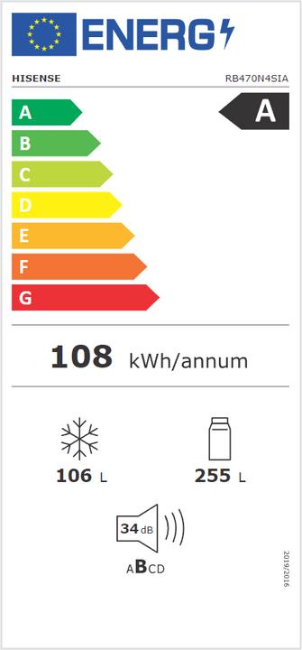 Energy Label Hisense Kühlschrank RB470N4705A (361 l)