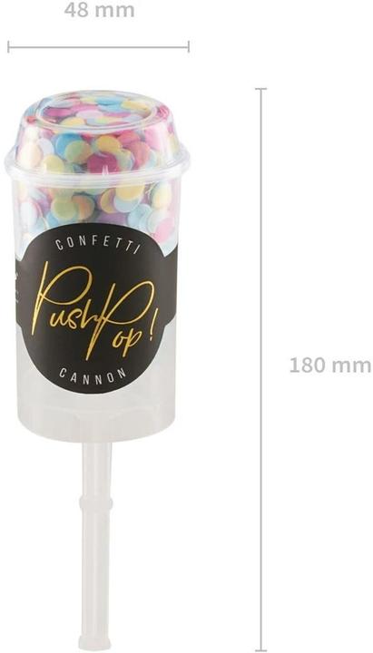 Immagine prodotto Partydeco Confetti Cannon Push-Pop Ø 8 mm, 1 pezzo, Multicolore