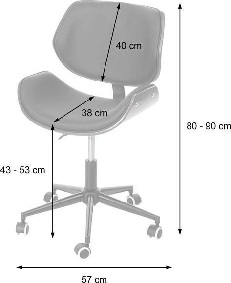 Image du produit Swisshandel24 Chaise de bureau, chaise de bureau pivotante, chaise de bureau en bois courbé, aspect noyer, rétro