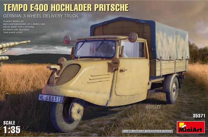 Actual product image Mini art Tempo E400 high loader flatbed. German 3-Wheel Delivery Truck