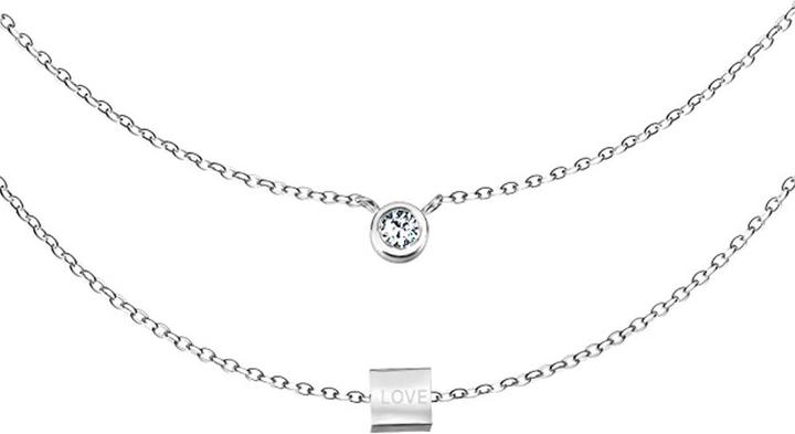Star Piercing Kette silber Anhänger Kristall und Würfel (ohne Messing, Chirurgenstahl 316L)