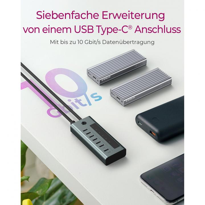 Actual product image Icy Box IB-HUB1457-C31 (USB-C, 7 Ports)
