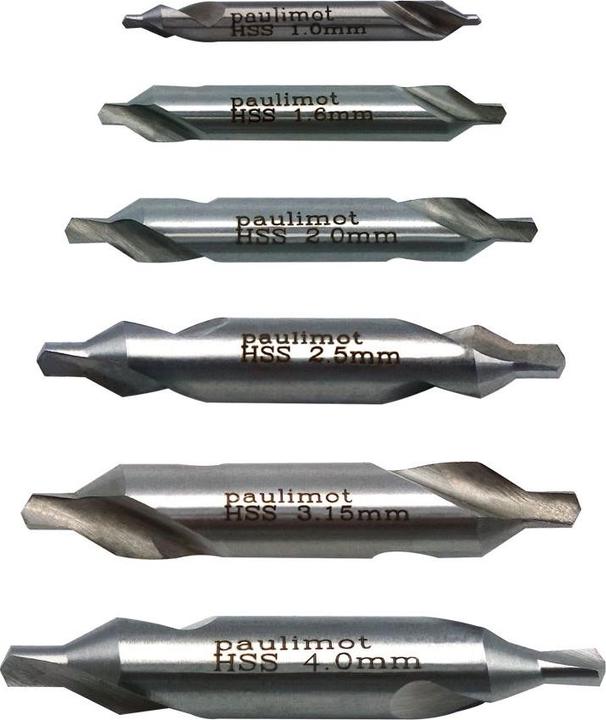 Immagine prodotto Paulimot Zentrierbohrer-Set 6-teilig HSS (1,00 mm, 2,5, 2,0 mm, 3,15 mm, 4,0 mm, 1,6 cm)