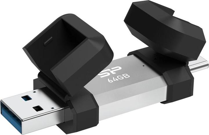 Produktbild Silicon Power 64 GB, USB TYPE-A and TYPE-C FLASH DRIVE, MOBILE C51, Silver (64 GB, USB-A, USB-C)
