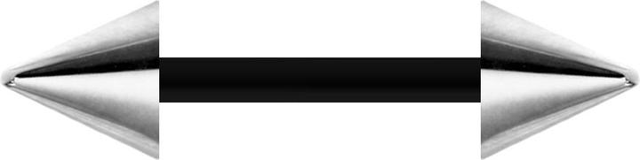 Produktbild Star Piercing Barbell schwarz mit zwei Cones silber (Bioflex, Chirurgenstahl 316L, ohne Messing)