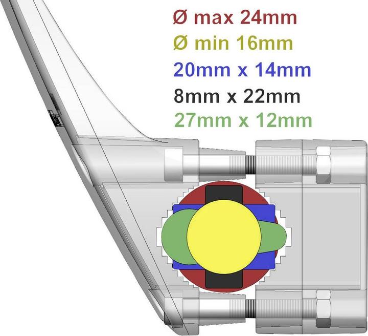 Image du produit HP Autozubehör Poignée de porte clean4health Plastique renforcé de fibres de verre Ø 16 - 24 mm (Poignée de porte)