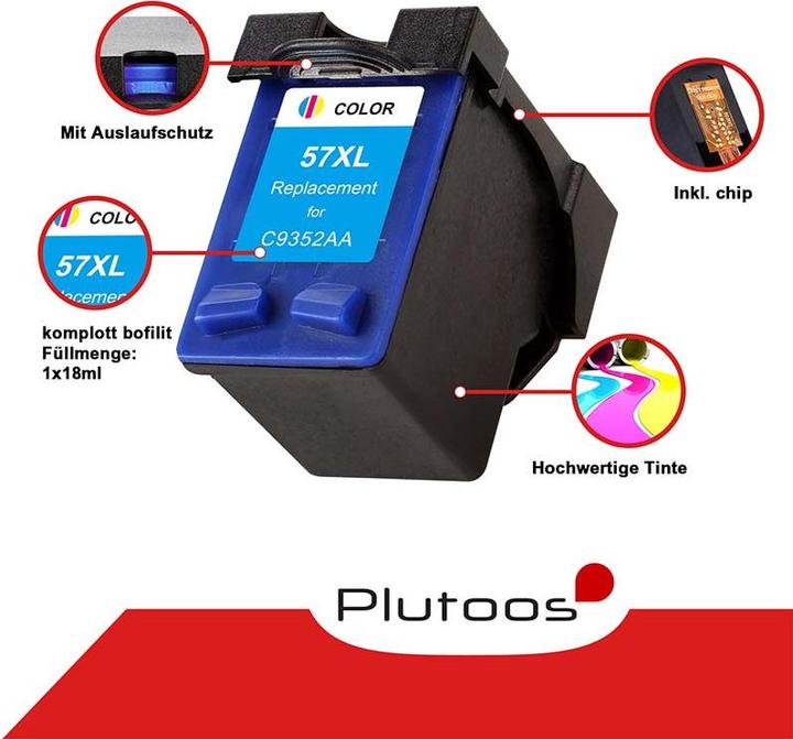 Actual product image Plutoos HP 56 XL HP 57 XL cartridges XXL compatible, set of 2 BK+CL (CL, FC)