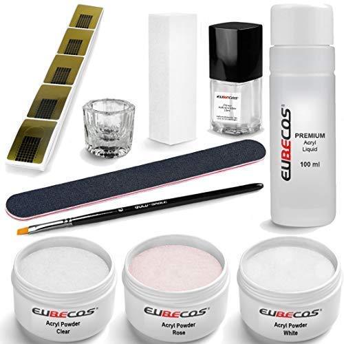 Actual product image EuBeCos Acrylic nail starter set (Set, Clear, White, Rose)
