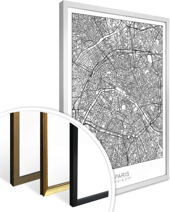 Produktbild Trenddeko Stadtplan Paris (50 x 60 cm)