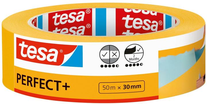 tesa Malerkrepp Perfect+, Abdeckklebeband für präzises Abkleben im Innenbereich